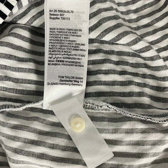 Tom Tailor Blouse Top Size 4 36 Small Stripes Black White Animal Print Heart - Picture 10 of 12